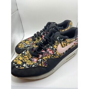 Nike Air Max 1 Floral Pink Swoosh Black Women's Athletic‎ Shoes Size 10